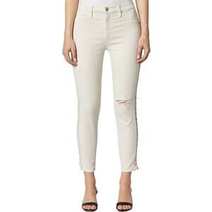 Hudson Barbara Skinny Jeans Lace Up Mid Rise Denim Distressed Cotton White 30